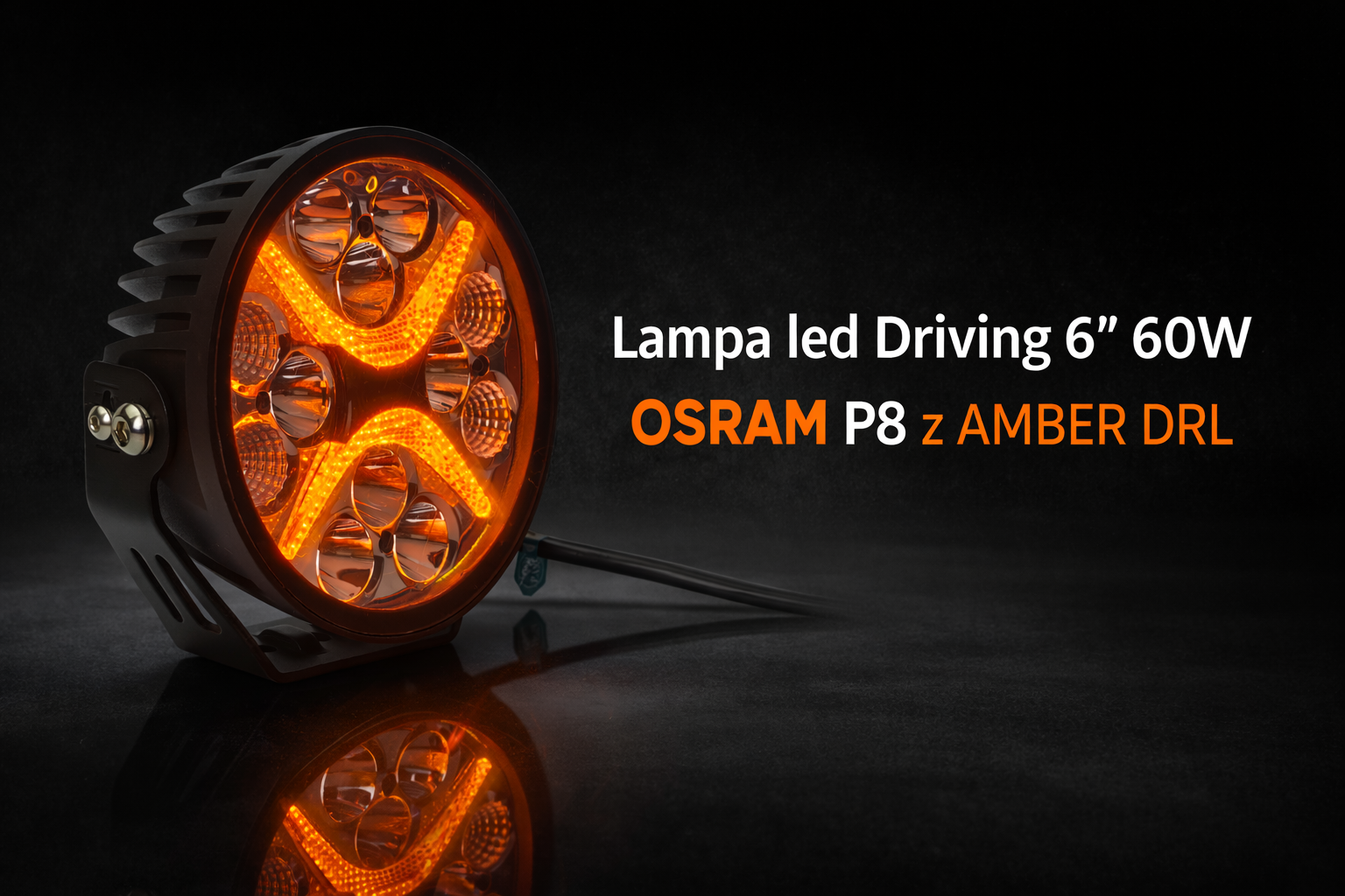 Lampa led Driving 6" 60W OSRAM P8 z AMBER DRL