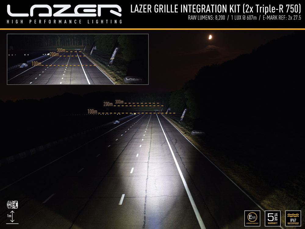 Zestaw dwóch lamp LAZER TRIPLE-R 750 (Gen2) z systemem montażu w fabrycznym grillu - Ford Transit (2019 -)