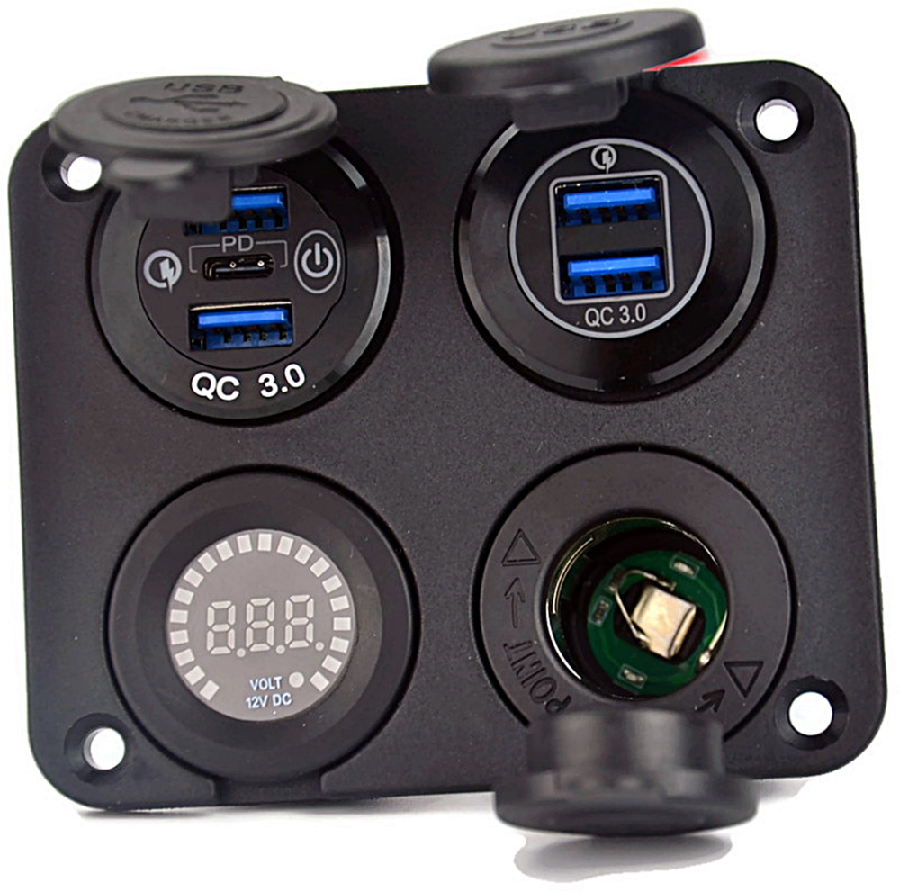 Ładowarka 5xUSB woltomierz gniazdo zapalniczki