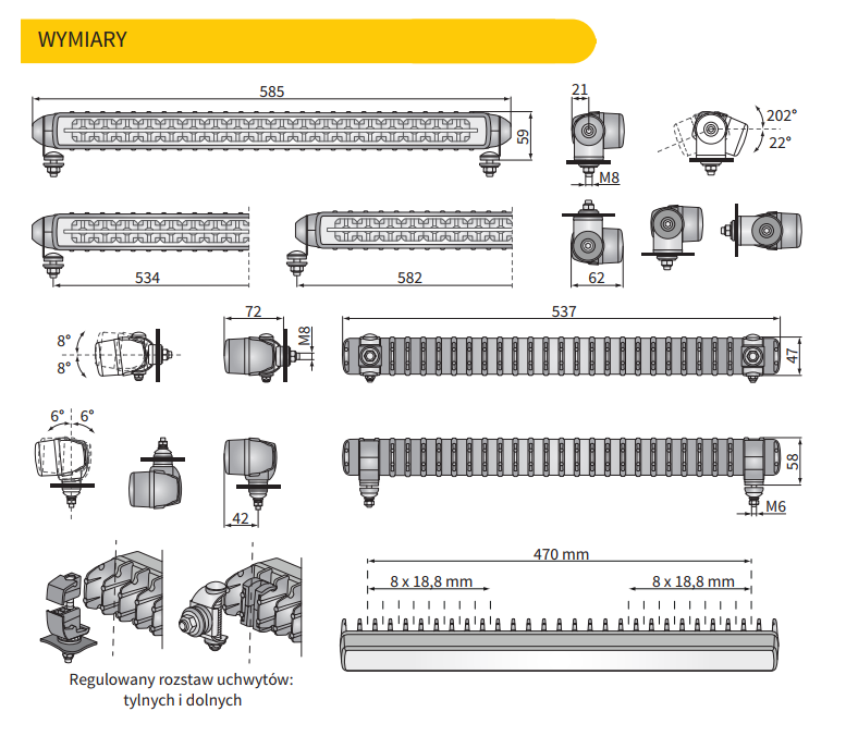 Led bar Wesem ze światłem SPOT I pozycyjnym 76W 20"