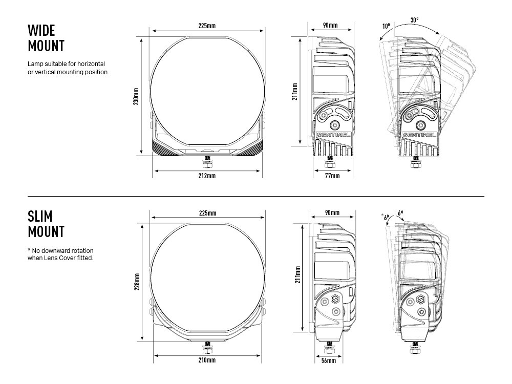 LAZER Sentinel 9'' Chrome ze światłami pozycyjnymi – okrągła lampa LED