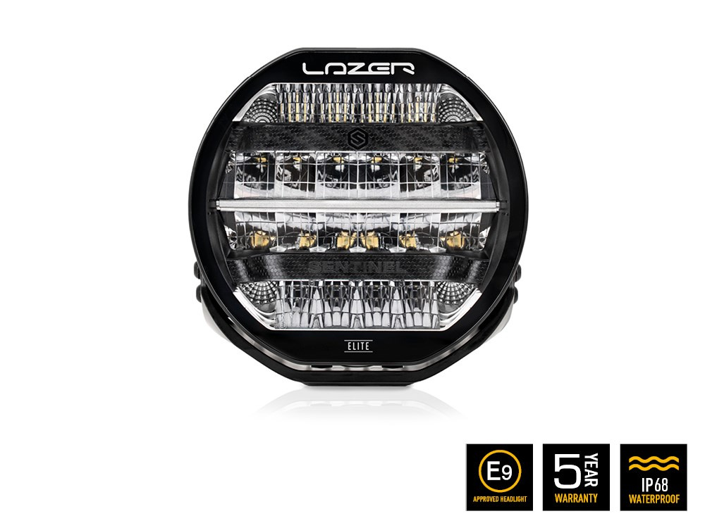 LAZER Sentinel 9'' Elite Black ze światłami pozycyjnymi – okrągła lampa LED