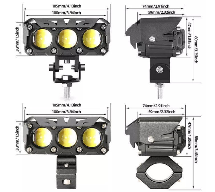 Lampa motocyklowa 2 kolorowa LR-3HP