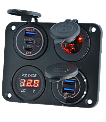 Ładowarka 5xUSB woltomierz gniazdo zapalniczki