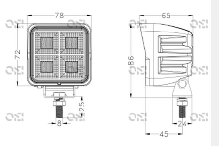 Lampa robocza LED OE Industry XTQ9 49W | 4873 lm | 9-32V | IP68 | Szeroka wiązka