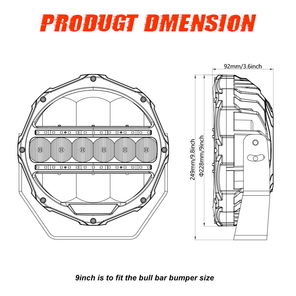 Halogeny dalekosiężne 7 cali D7-240-C DRL 2 sztuki