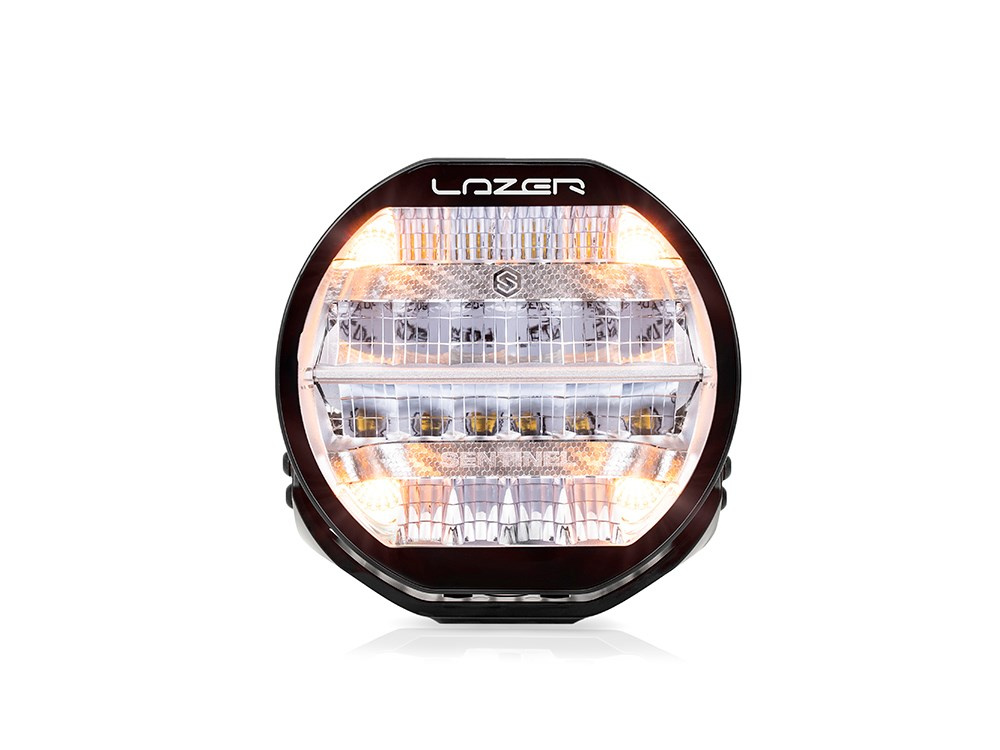 LAZER Sentinel 9'' Chrome ze światłami pozycyjnymi – okrągła lampa LED