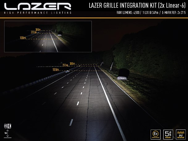 Zestaw dwóch lamp LAZER Linear 6 z systemem montażu w fabrycznym grillu - RAM 1500 (2019 -)