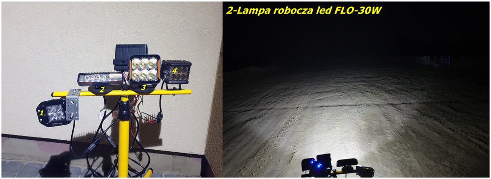 Zestaw 2 lamp roboczych led z modułem stroboskopowym