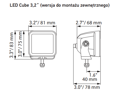 Reflektor Hella Black Magic Cube LED 3.2" Flood zestaw 2 szt