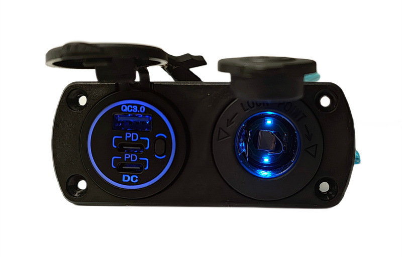 Ładowarka samochodowa 1xUSB + 2x PD QC 3.0 gniazdo zapalniczki